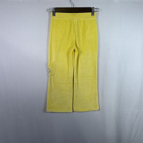 Vintage Y2K Yellow Wide Leg Walt Disney Princess Belle Velour Pants Girls Size 6 - Picture 2 of 10